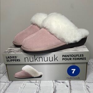 Nuk Nuuk Women's Pink Faux Fur Clog Slippers